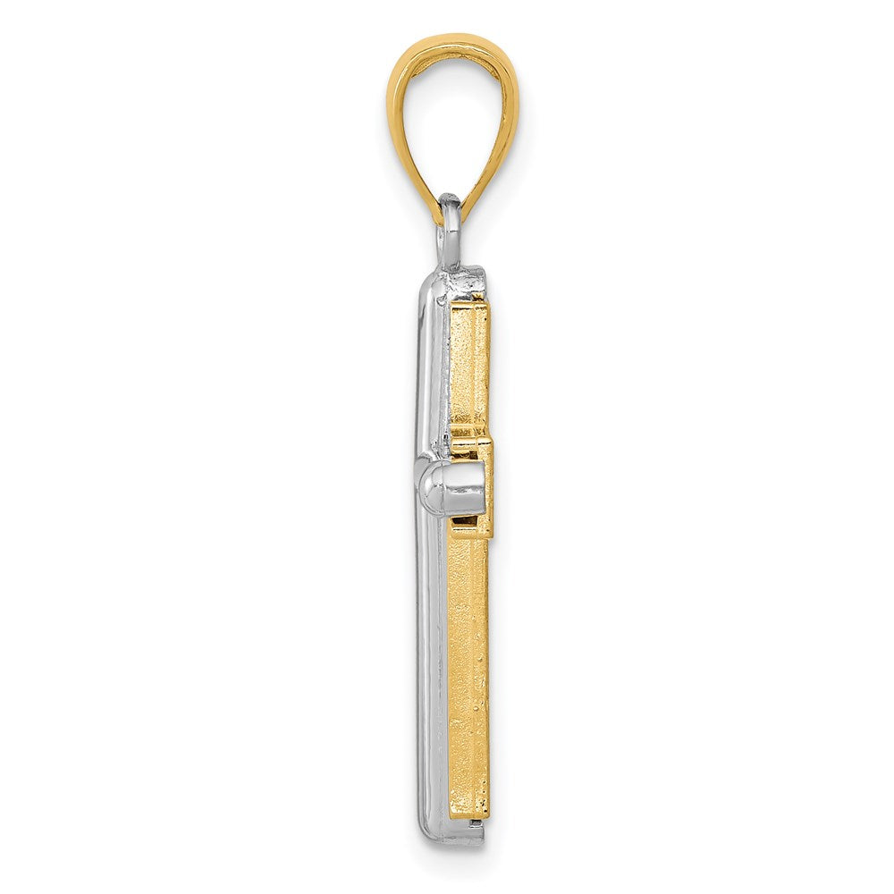 14K Bicolor-Gold Kreuz-Anhänger