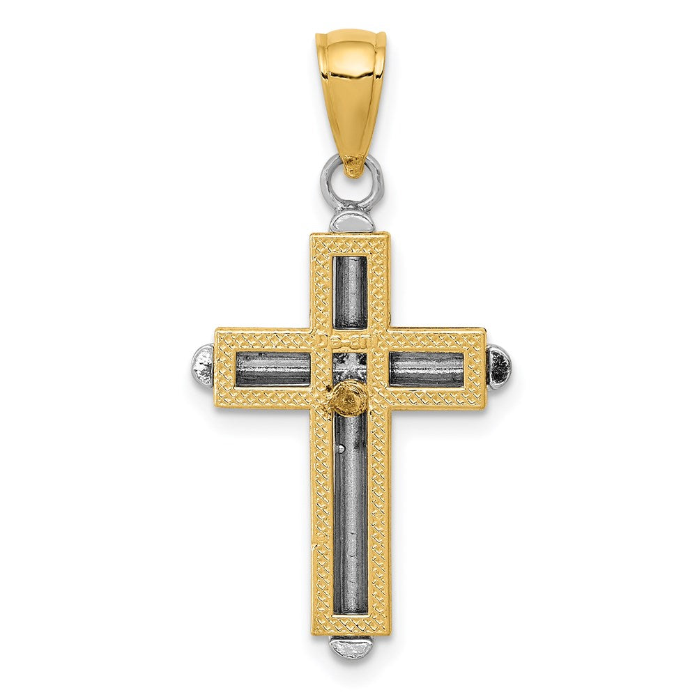 14K Bicolor-Gold Kreuz-Anhänger