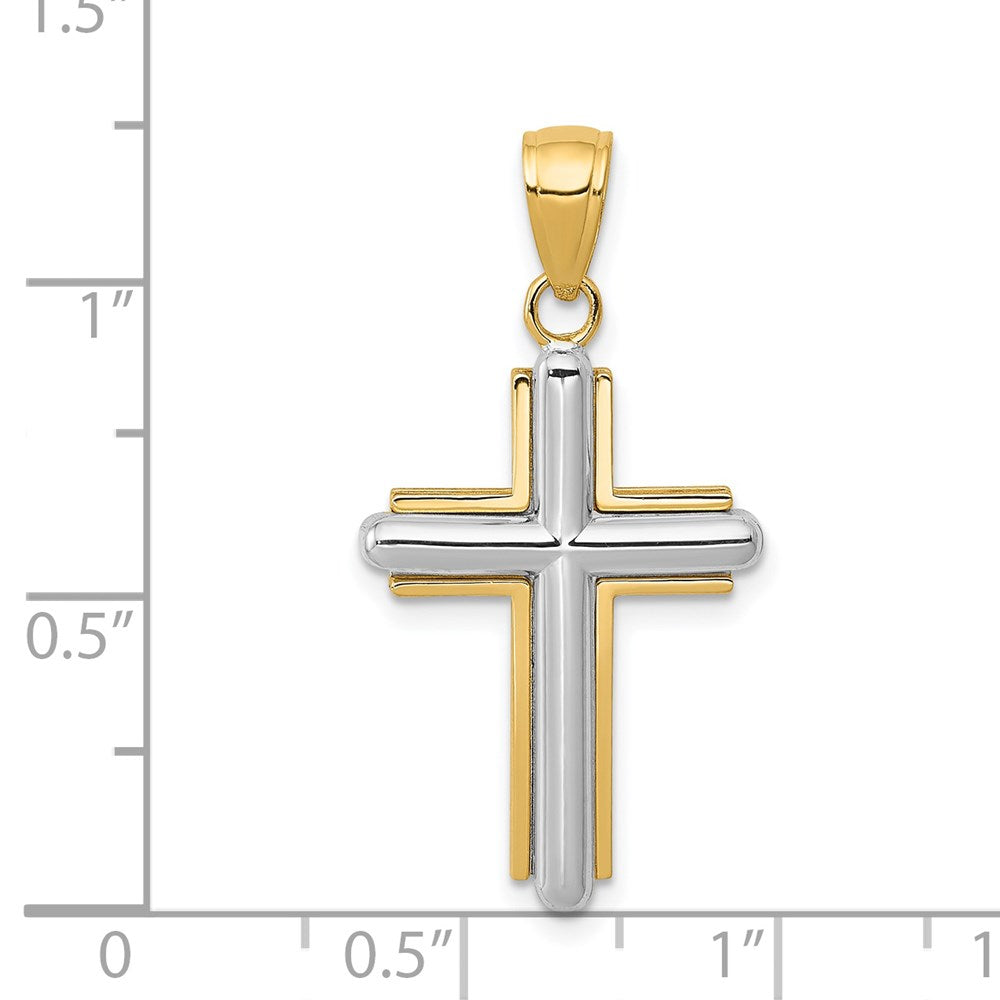 14K Bicolor-Gold Kreuz-Anhänger