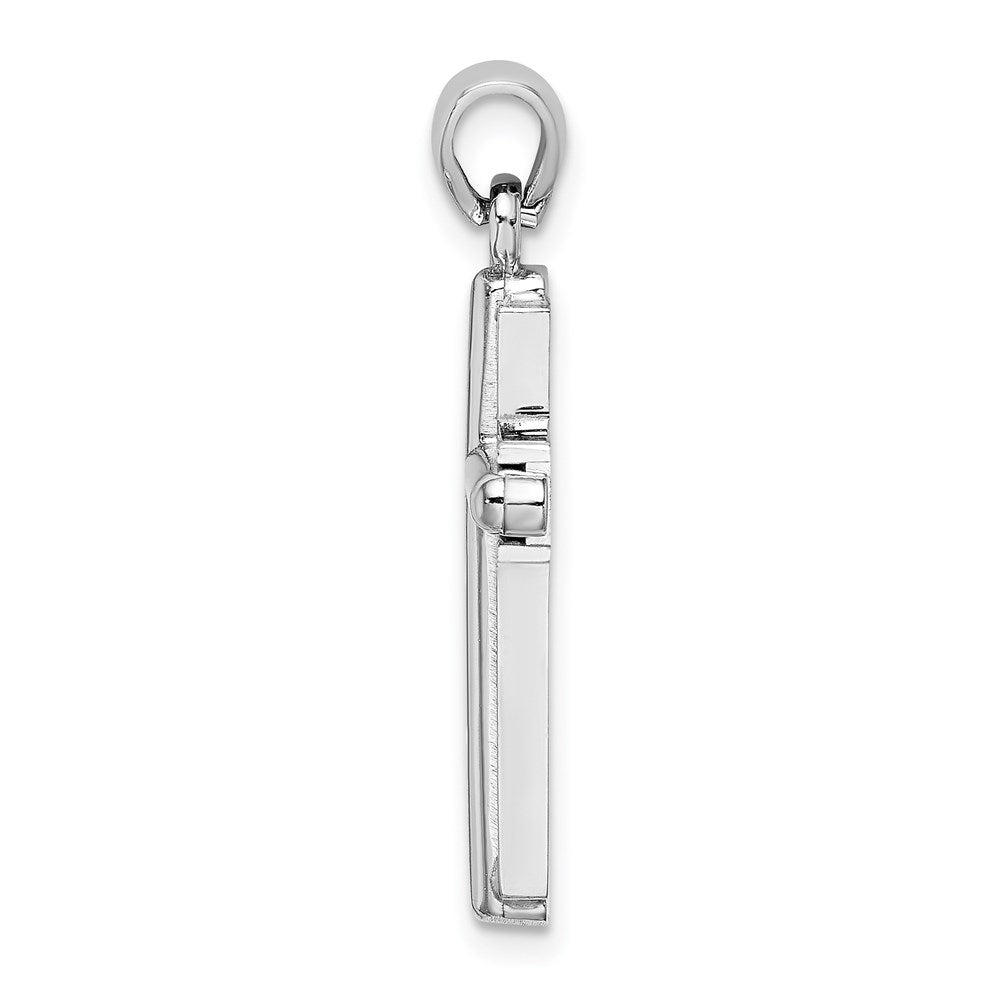 14K Weißgold Kreuz-Charm mit Facettenschliff, zweidimensional, stabförmig