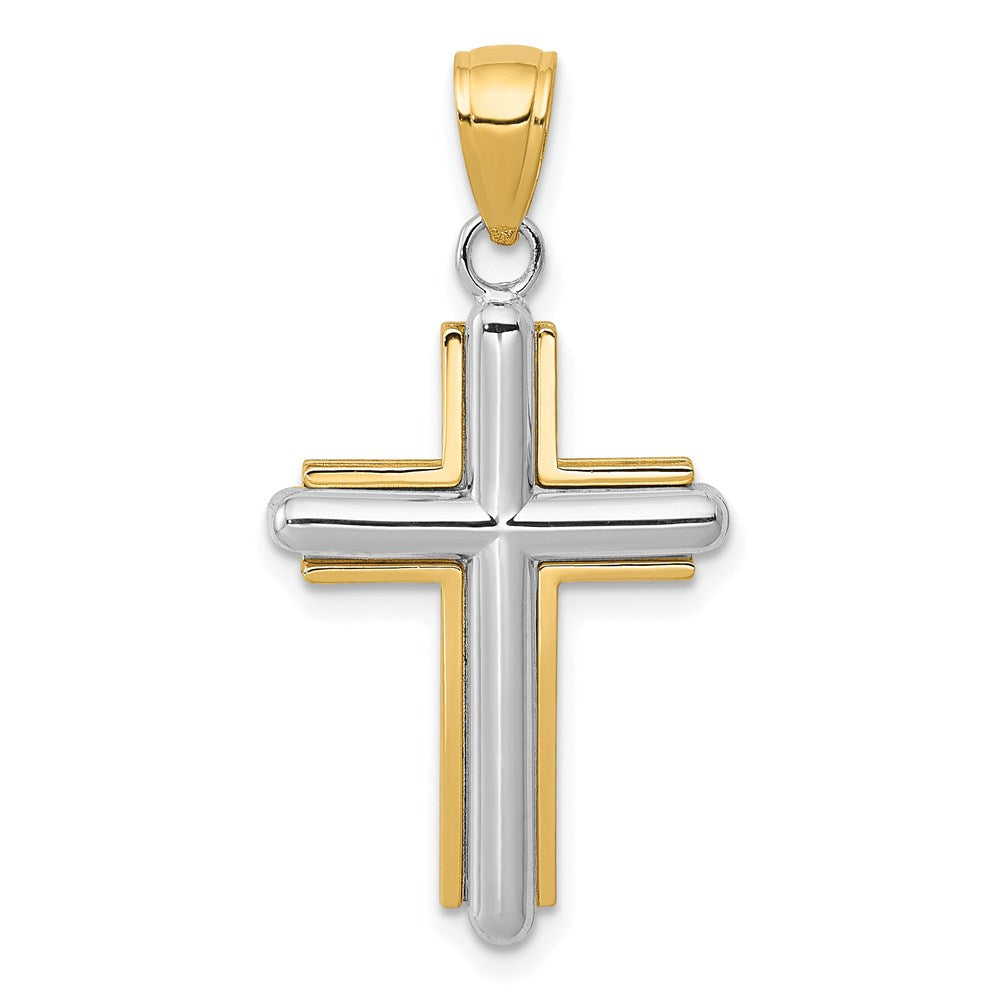 14K Bicolor-Gold Kreuz-Anhänger