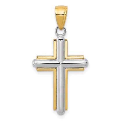 14K Bicolor-Gold Kreuz-Anhänger