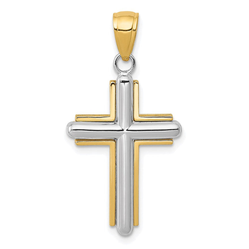 14K Bicolor-Gold Kreuz-Anhänger