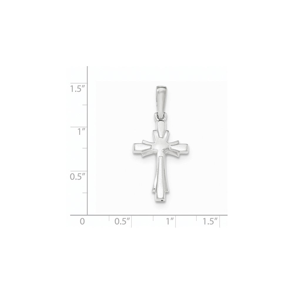14K Weißgold polierter und gebürsteter Kreuzanhänger