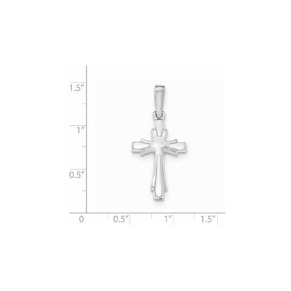 14K Weißgold polierter und gebürsteter Kreuzanhänger