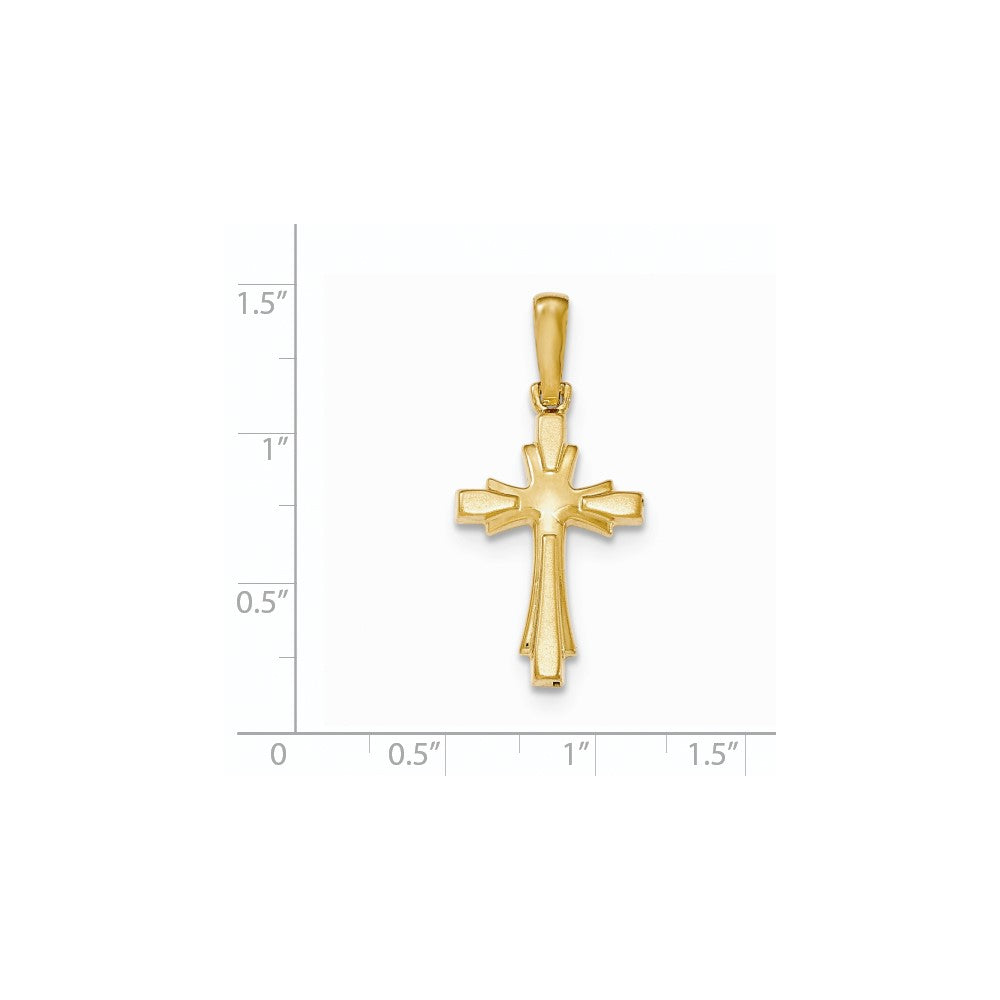 14K Gelbgold Poliertes und Gebürstetes Kreuz-Anhänger** Wait, let me correct the grammatical gender: **14K Gelbgold Polierter und Gebürsteter Kreuz-Anhänger