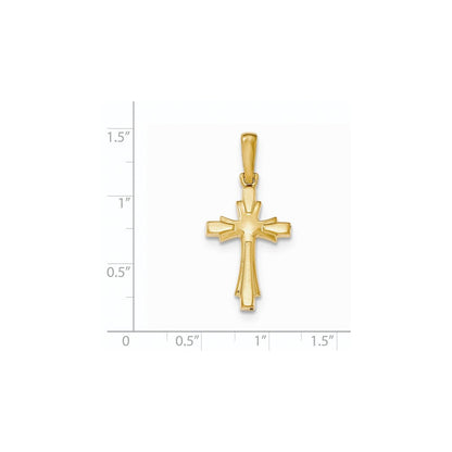 14K Gelbgold Poliertes und Gebürstetes Kreuz-Anhänger** Wait, let me correct the grammatical gender: **14K Gelbgold Polierter und Gebürsteter Kreuz-Anhänger