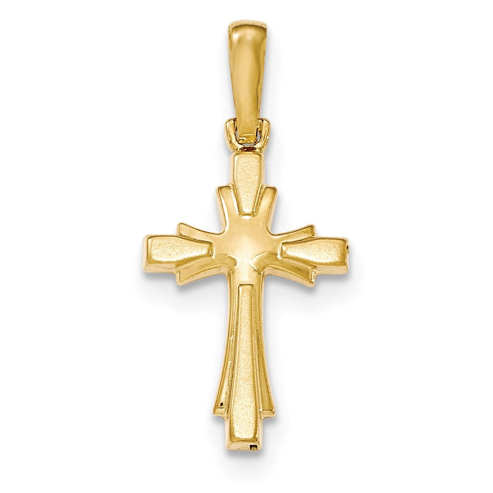 14K Gelbgold Poliertes und Gebürstetes Kreuz-Anhänger** Wait, let me correct the grammatical gender: **14K Gelbgold Polierter und Gebürsteter Kreuz-Anhänger