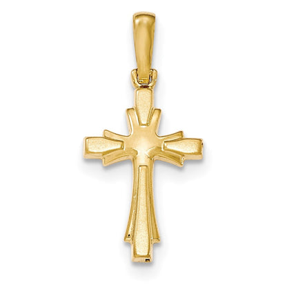 14K Gelbgold Poliertes und Gebürstetes Kreuz-Anhänger** Wait, let me correct the grammatical gender: **14K Gelbgold Polierter und Gebürsteter Kreuz-Anhänger