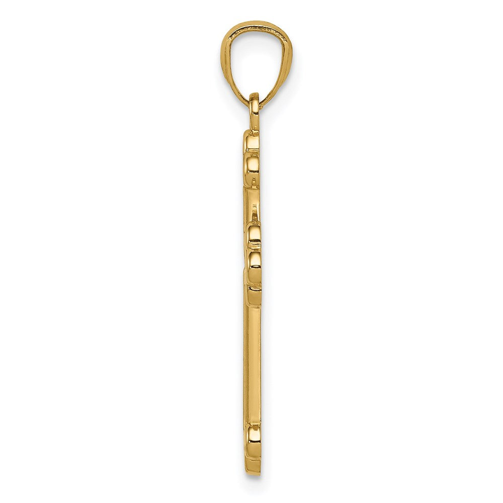 14K Bicolor Poliert Knospend Kreuz