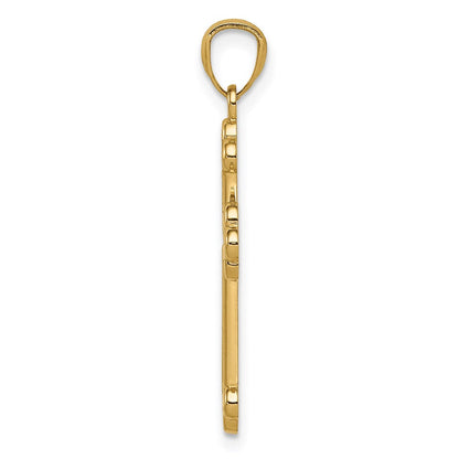 14K Bicolor Poliert Knospend Kreuz