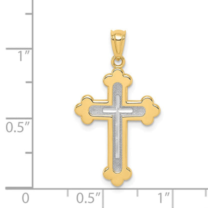 14K Bicolor Poliert Knospend Kreuz