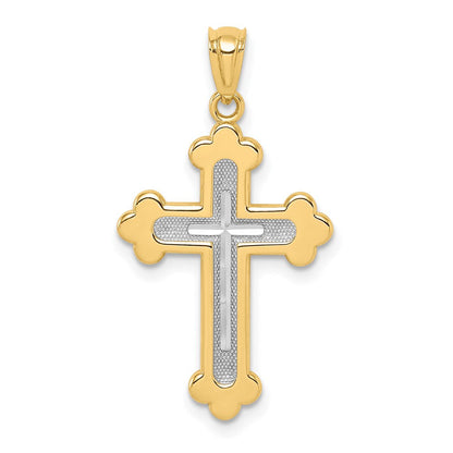 14K Bicolor Poliert Knospend Kreuz