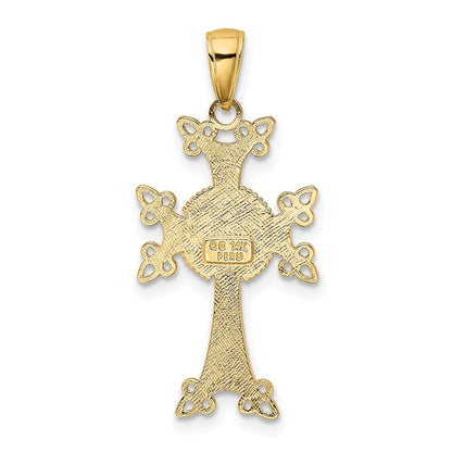 14K Gelbgold Polierter/Strukturierter Armenischer Kreuz-Anhänger