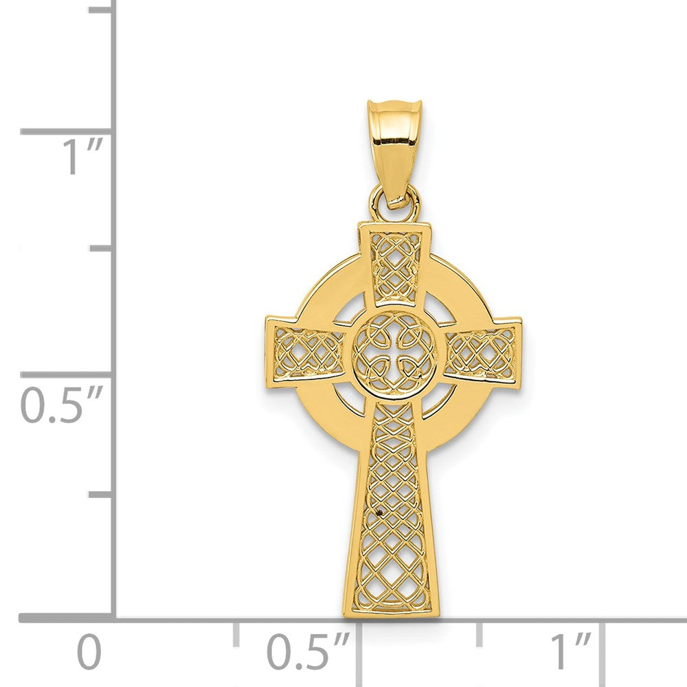 14K Gelbgold Keltisch Kreuz Anhänger