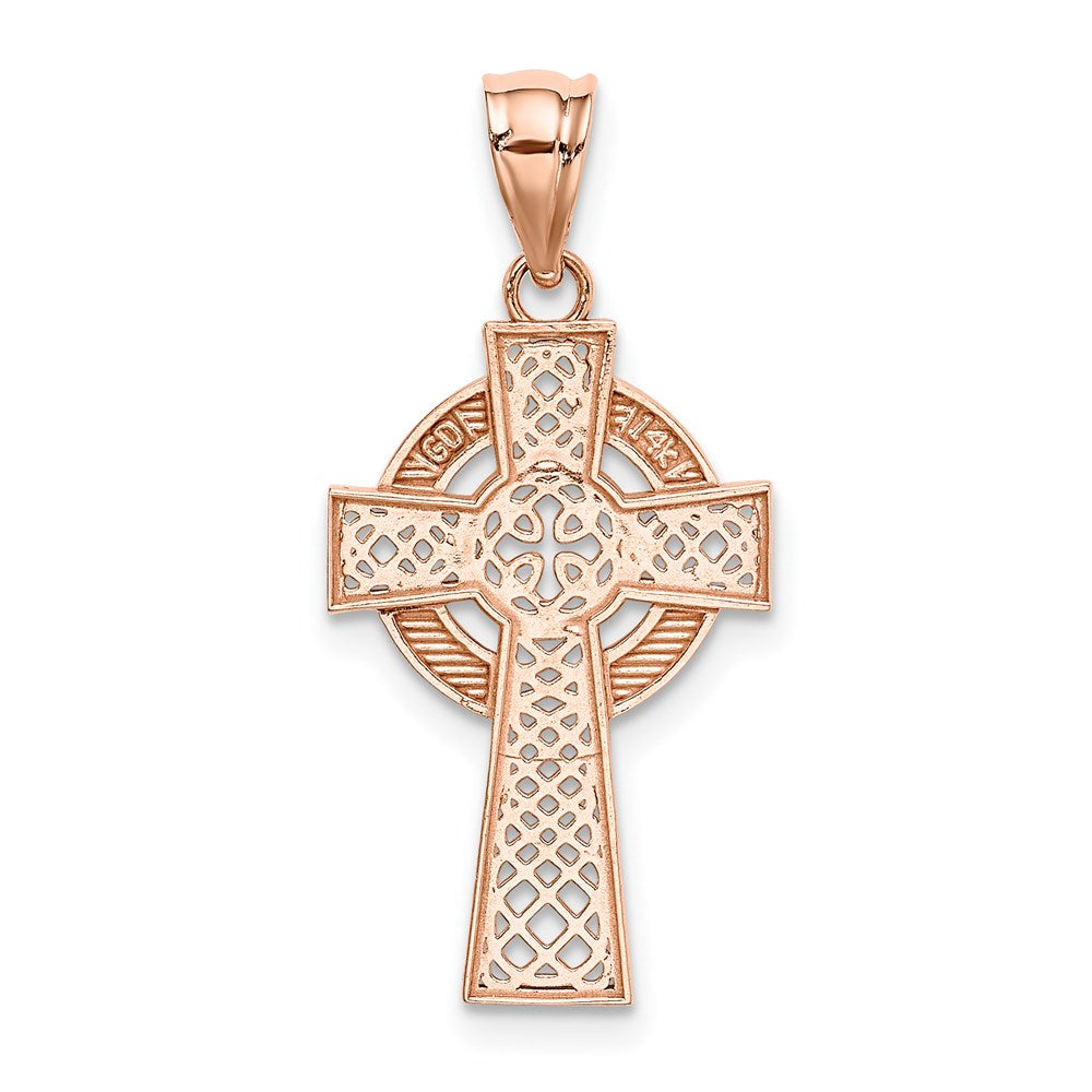 14K Roségold Keltisch Kreuz Anhänger