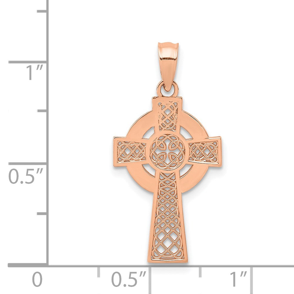 14K Roségold Keltisch Kreuz Anhänger