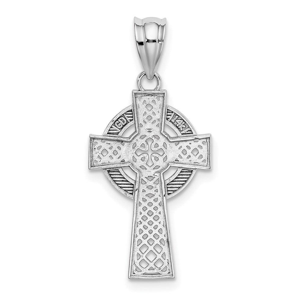 14K Weißgold Keltisch Kreuz Anhänger