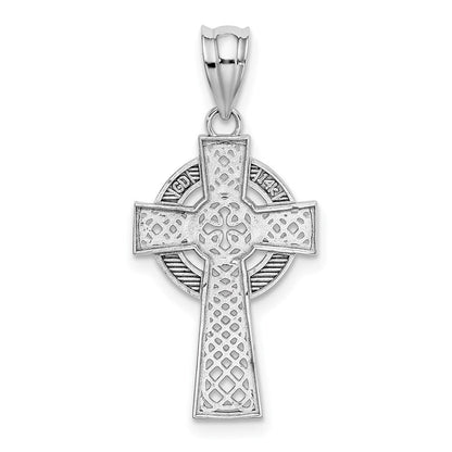 14K Weißgold Keltisch Kreuz Anhänger
