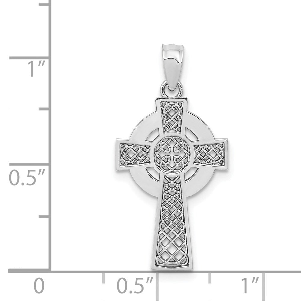 14K Weißgold Keltisch Kreuz Anhänger