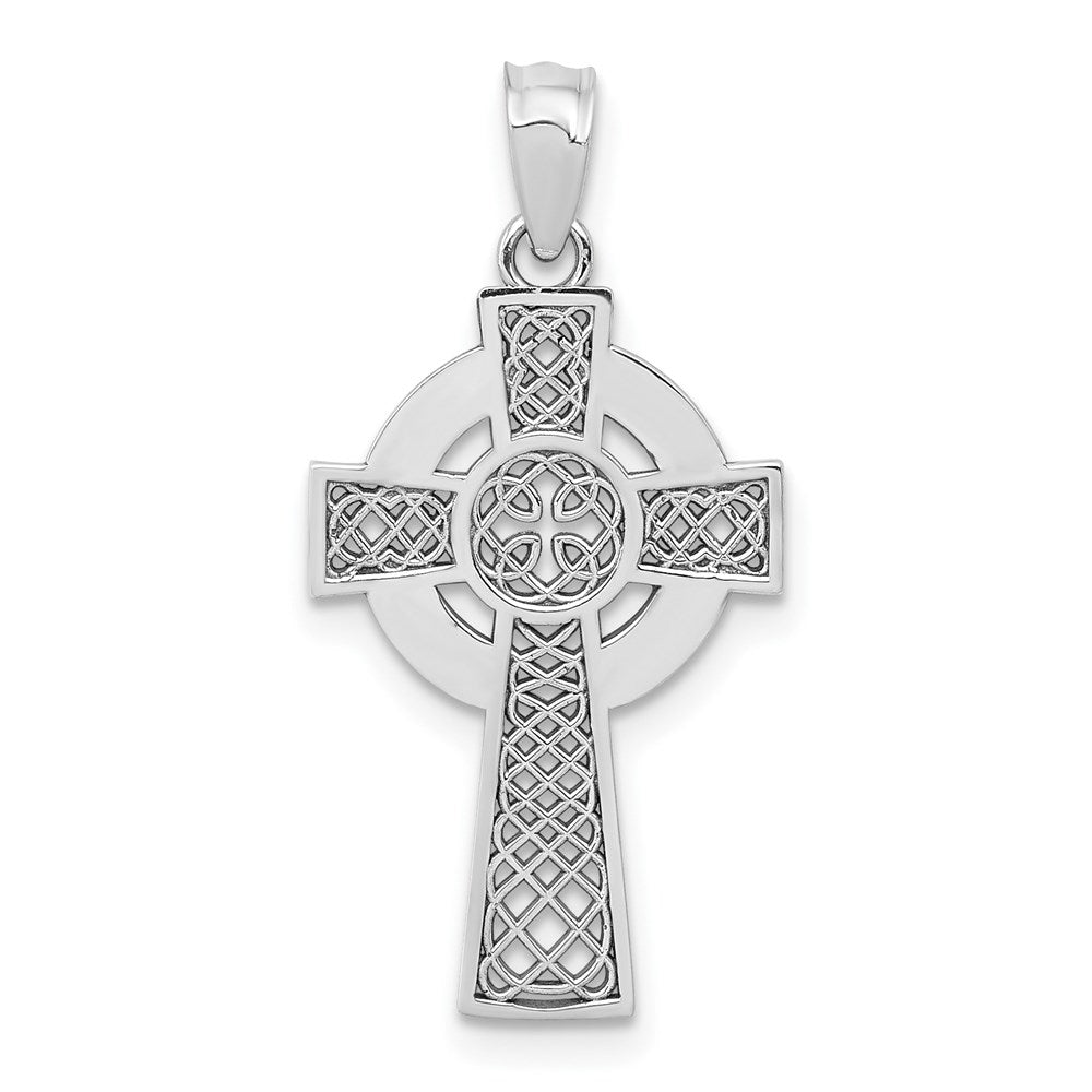 14K Weißgold Keltisch Kreuz Anhänger