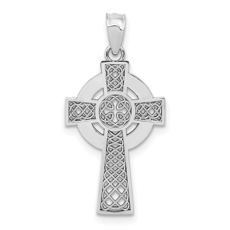 14K Weißgold Keltisch Kreuz Anhänger
