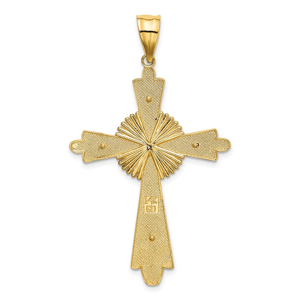 14K Bicolor Gold polierter Kreuz-Anhänger
