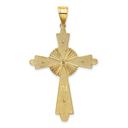 14K Bicolor Gold polierter Kreuz-Anhänger