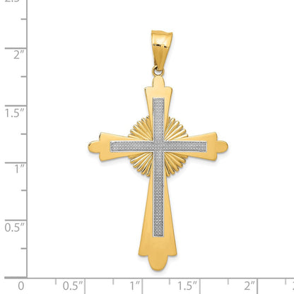 14K Bicolor Gold polierter Kreuz-Anhänger