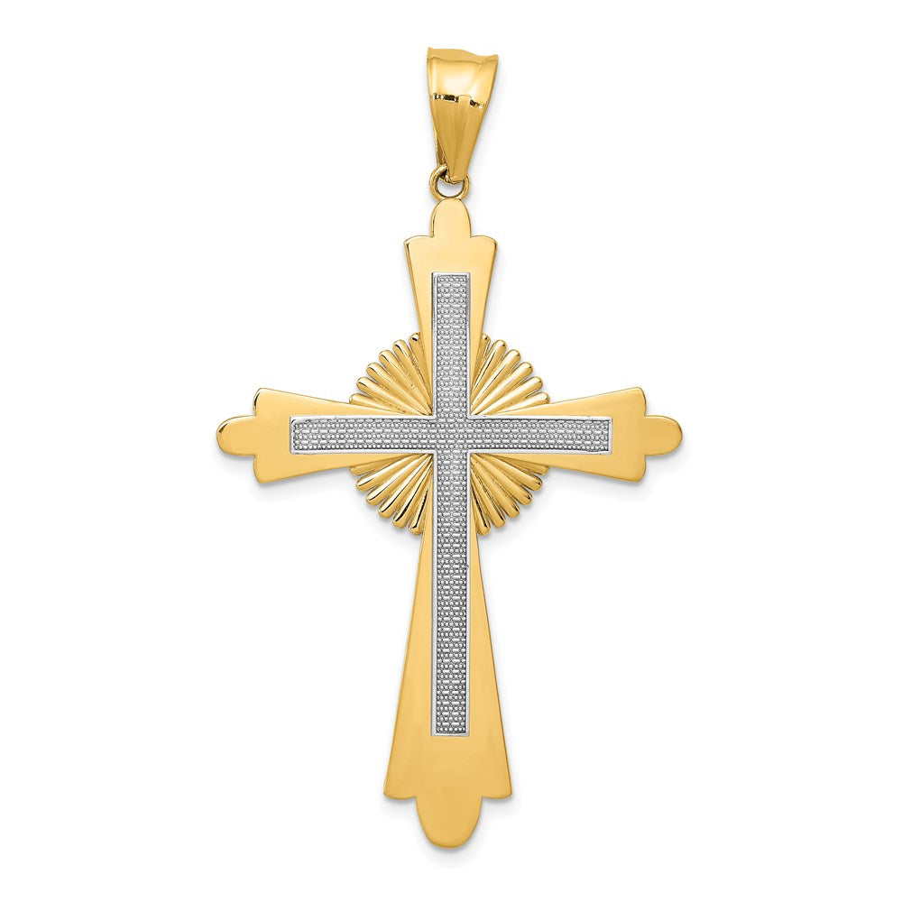 14K Bicolor Gold polierter Kreuz-Anhänger