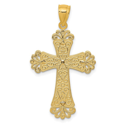 14K Bicolor Gold Polierter Budenkreuz-Anhänger mit 2 Ebenen
