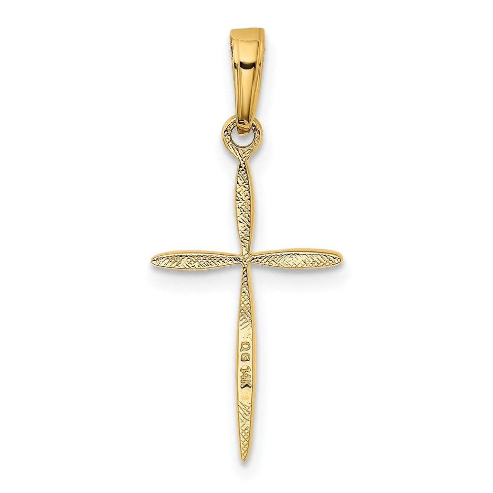 14K Gelbgold Poliert Kreuz mit Verjüngt Ends Anhänger