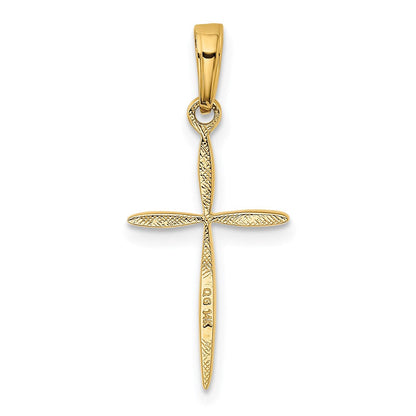 14K Gelbgold Poliert Kreuz mit Verjüngt Ends Anhänger