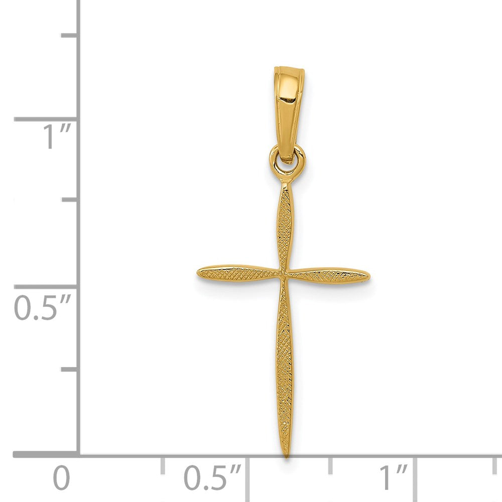 14K Gelbgold Poliert Kreuz mit Verjüngt Ends Anhänger