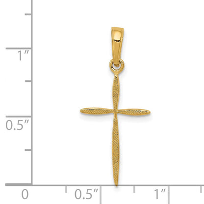 14K Gelbgold Poliert Kreuz mit Verjüngt Ends Anhänger