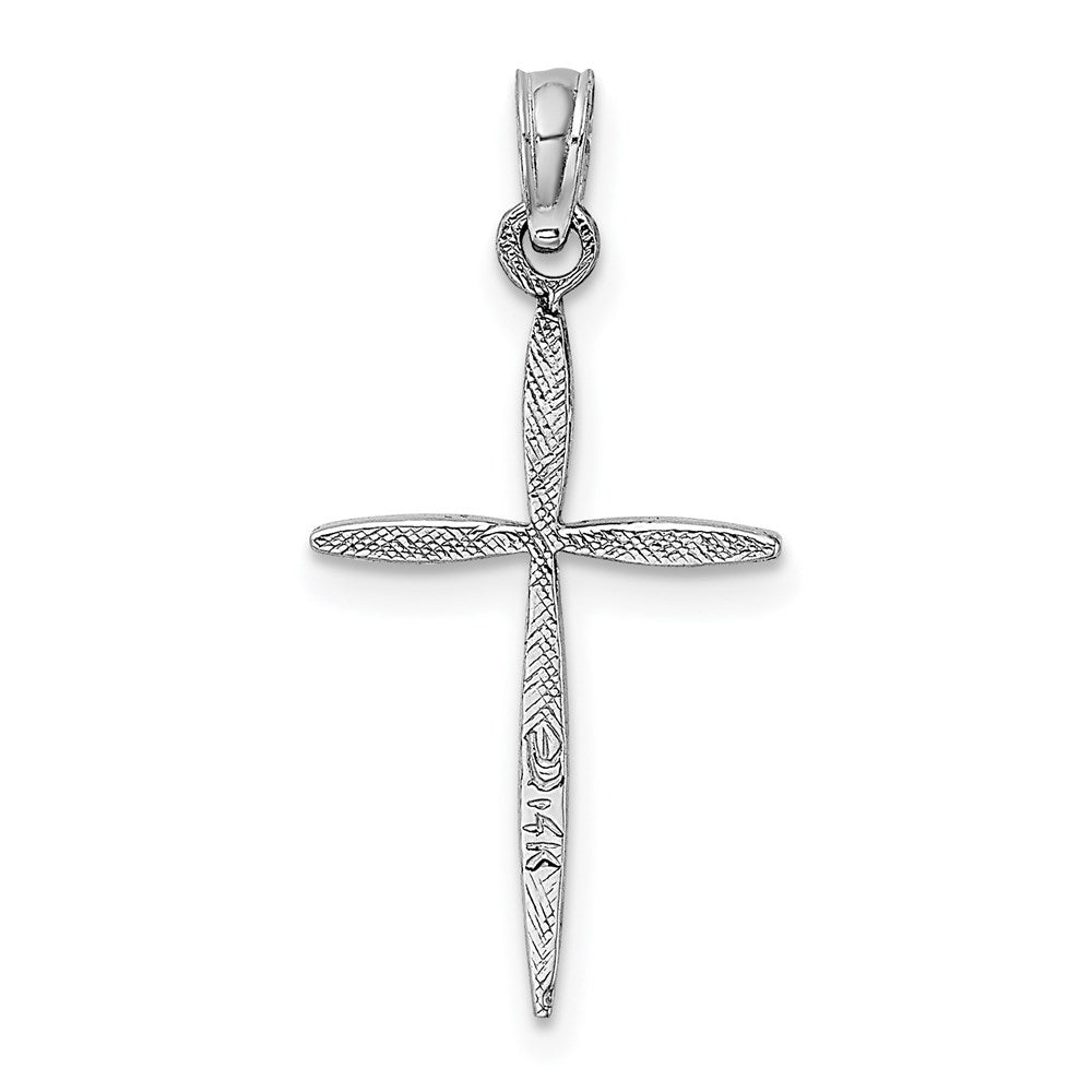 14K Weißgold Poliert Kreuz mit Verjüngt Ends Anhänger
