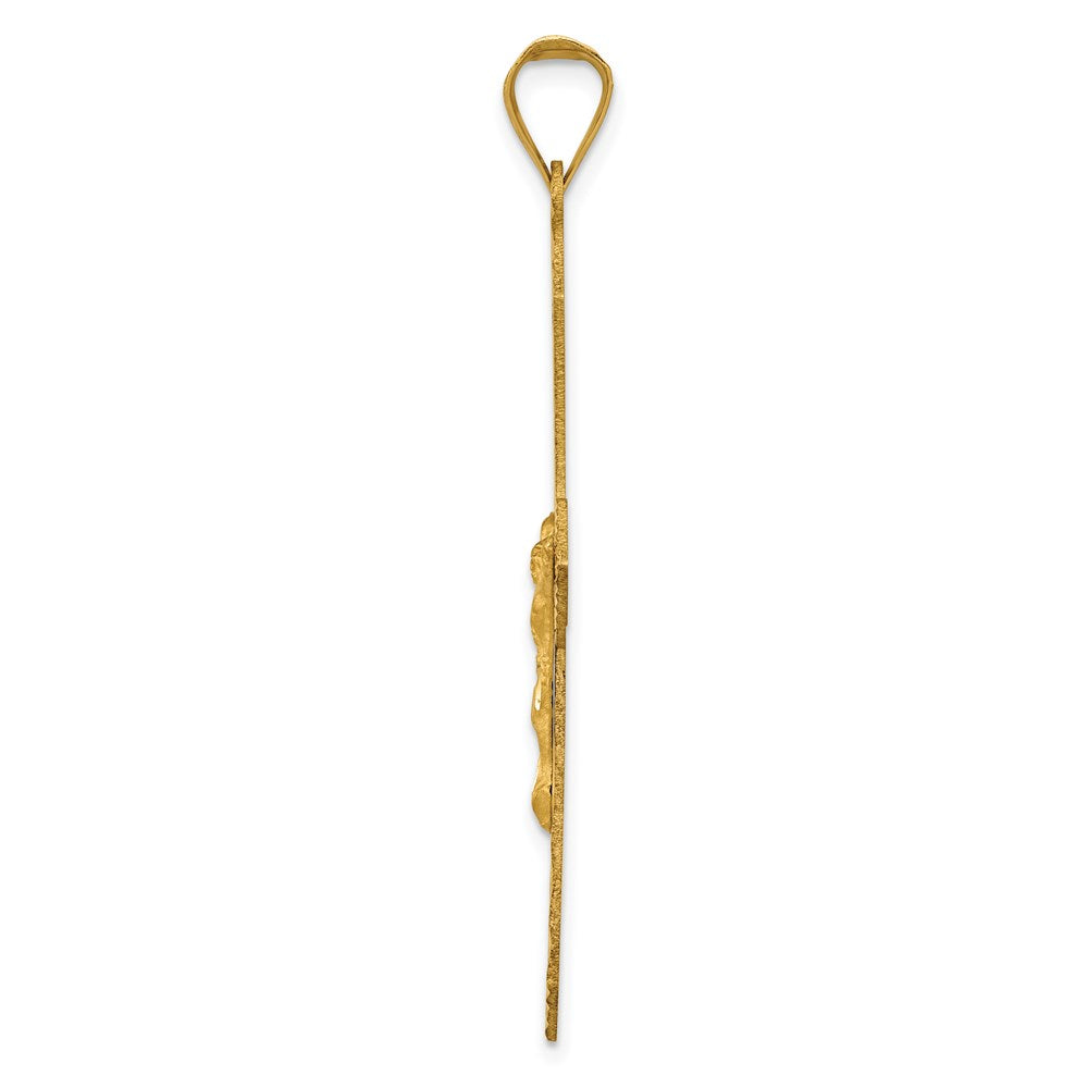 14K Gelb- und Rhodiumgold und Rhodium Kruzifix-Kreuz-Anhänger