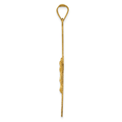 14K Gelb- und Rhodiumgold und Rhodium Kruzifix-Kreuz-Anhänger