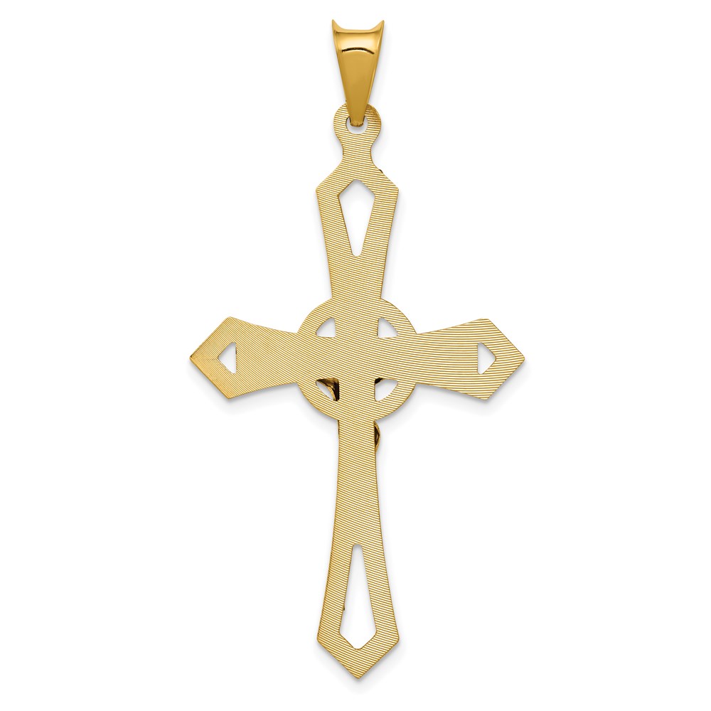 14K Gelb- und Rhodiumgold und Rhodium Kruzifix-Kreuz-Anhänger