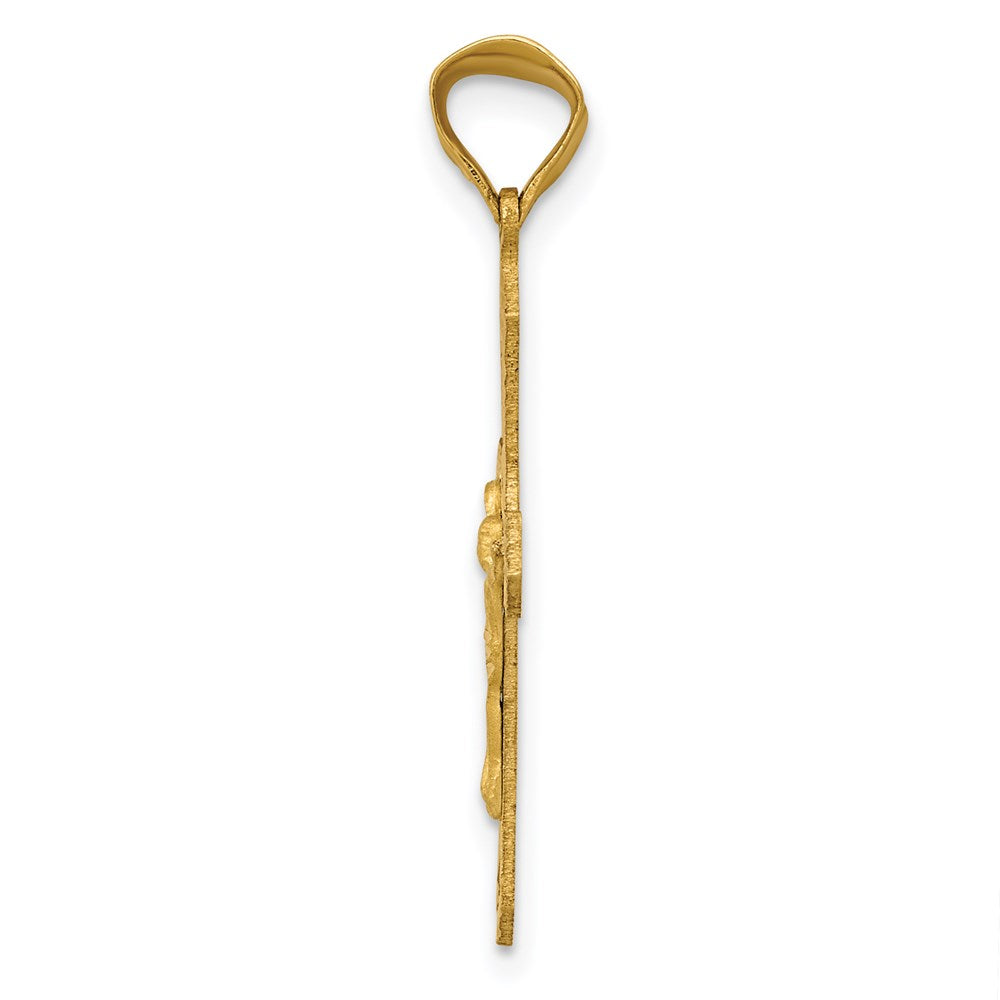 14K Gelb & Rhodium mit Rhodium Kruzifix Kreuz Anhänger