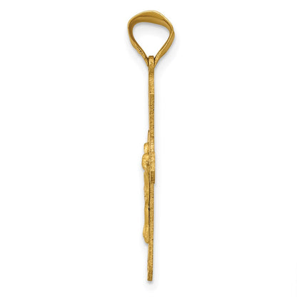 14K Gelb & Rhodium mit Rhodium Kruzifix Kreuz Anhänger