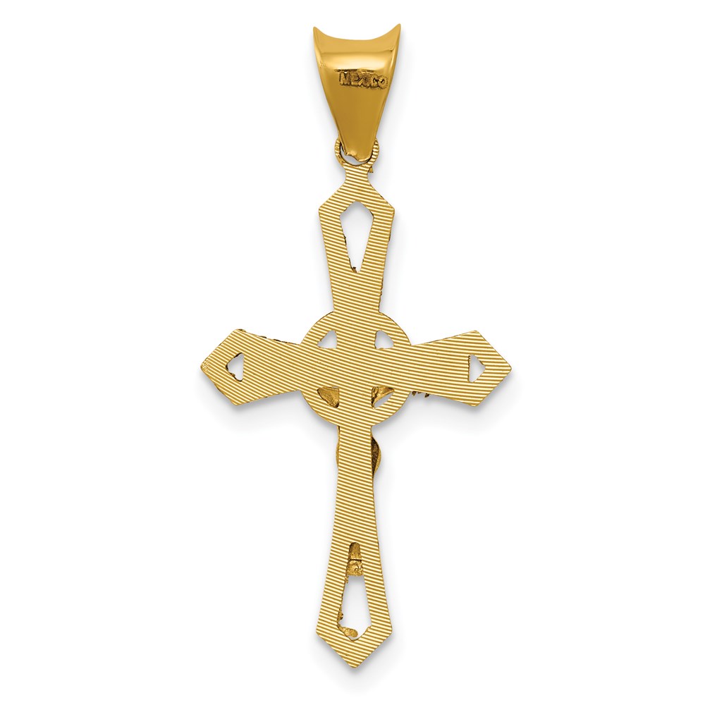 14K Gelb & Rhodium mit Rhodium Kruzifix Kreuz Anhänger