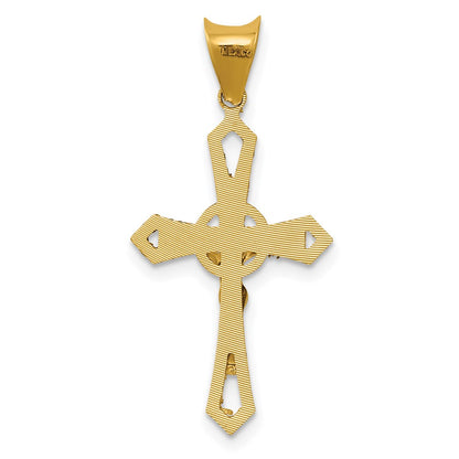 14K Gelb & Rhodium mit Rhodium Kruzifix Kreuz Anhänger