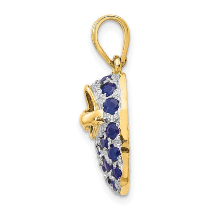 14K Gelbgold & Rhodium September-Babyschuh-Charm mit Rhodium