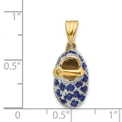 14K Gelbgold & Rhodium September-Babyschuh-Charm mit Rhodium