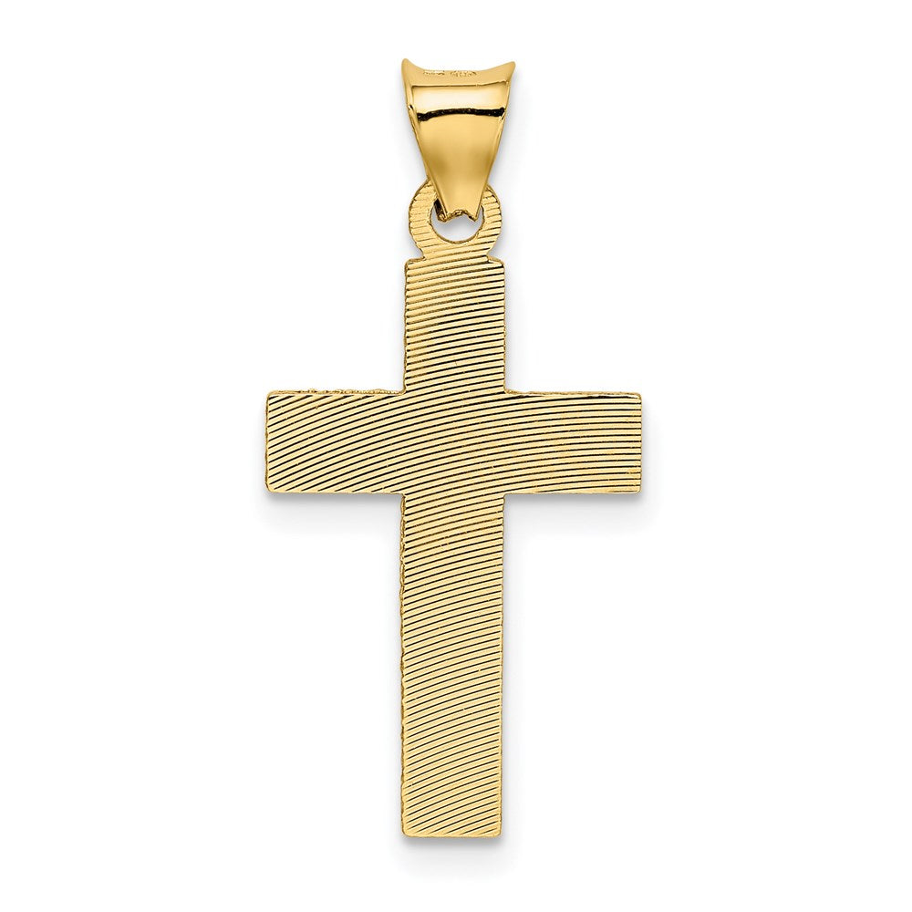 14K Gelbgold Poliert Satiniert und Diamantiert Kruzifix Anhänger