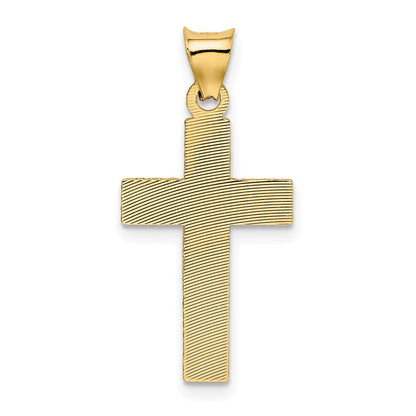 14K Gelbgold Poliert Satiniert und Diamantiert Kruzifix Anhänger