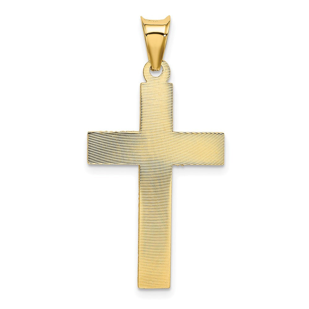 14K Gelbgold Polierter Satin- und Diamantgeschliffener Kruzifix-Anhänger
