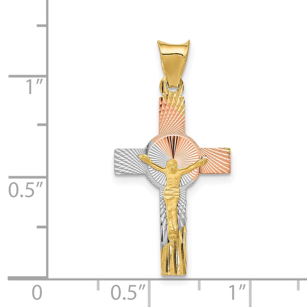 14K Gelb & Rhodium mit Rhodium Iona Kruzifix Kreuz Anhänger