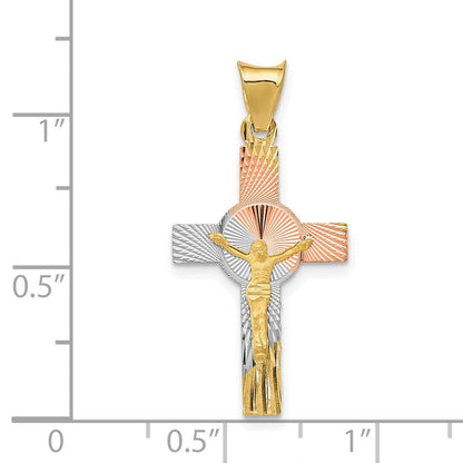 14K Gelb & Rhodium mit Rhodium Iona Kruzifix Kreuz Anhänger